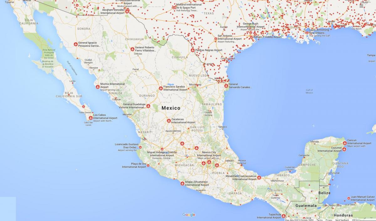 lotniska Mexico city na mapie