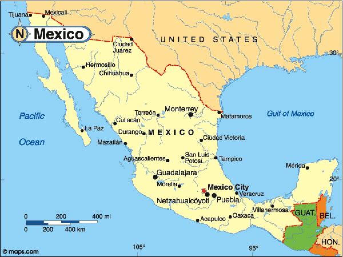 kraj Meksyk mapa