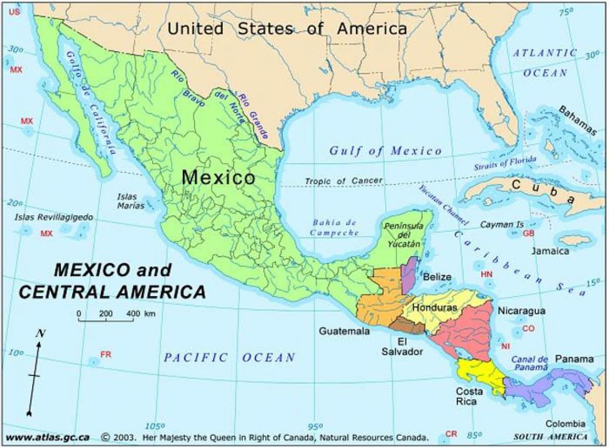 mapę Meksyku i Ameryki Środkowej