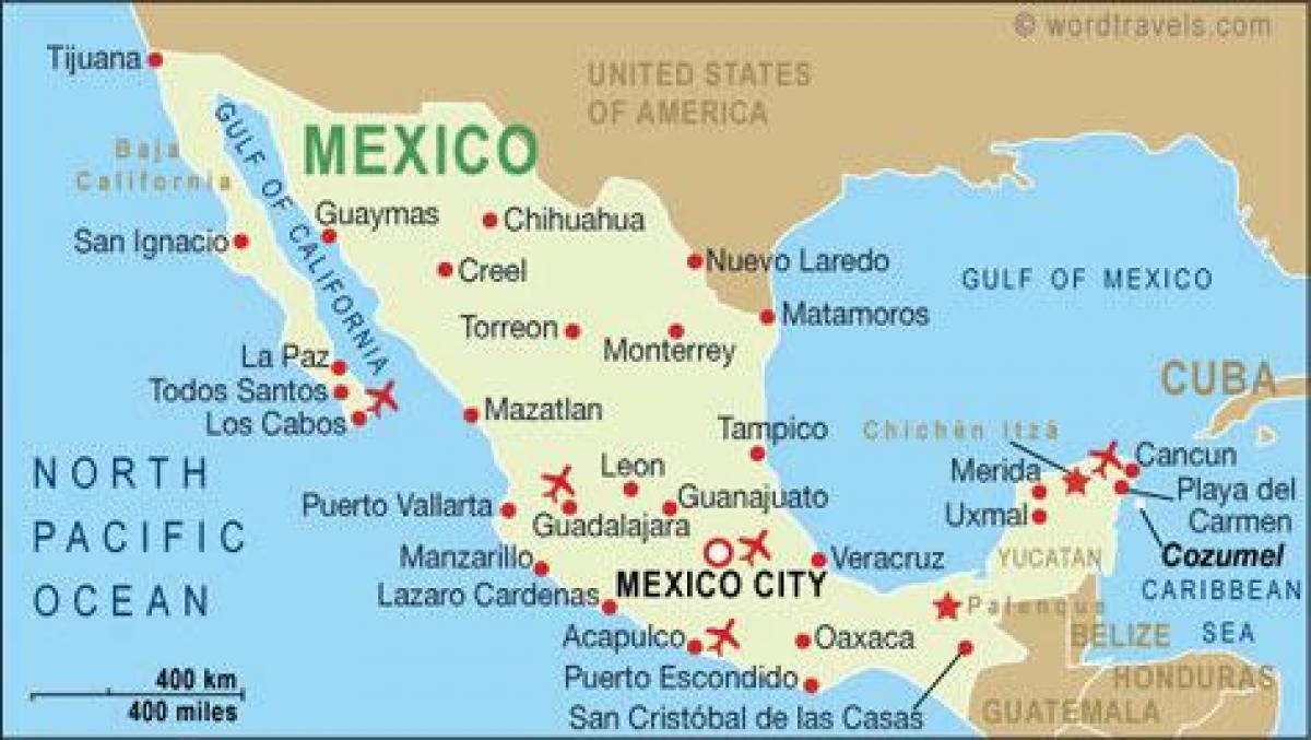 mapa lotnisk w Meksyku