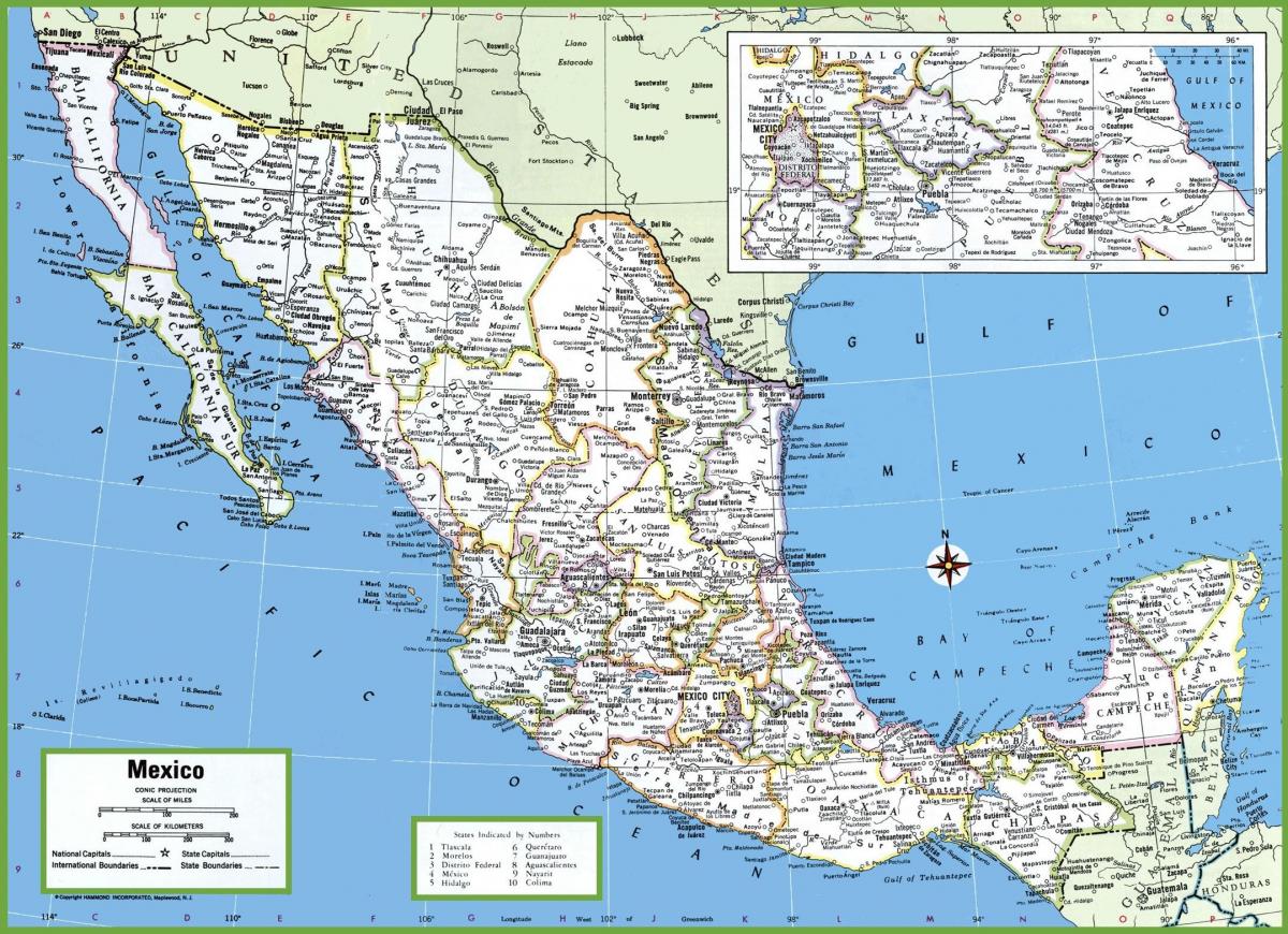 miasta w Meksyku mapie