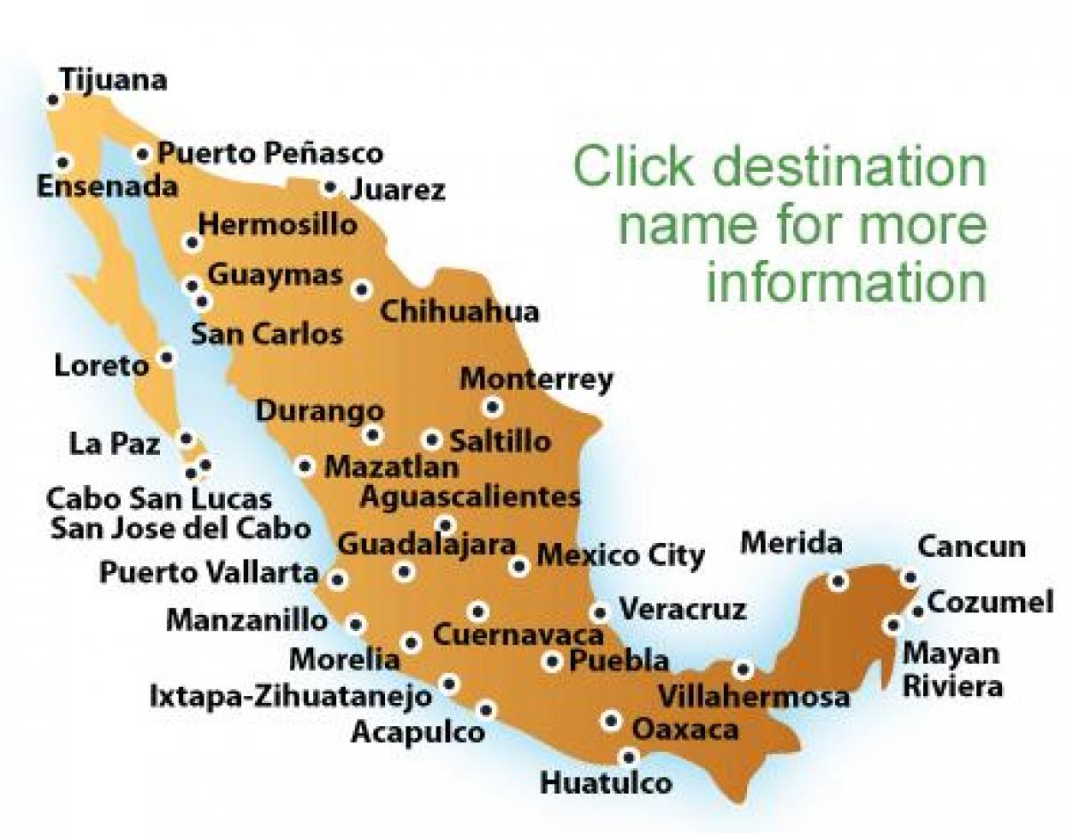 mapa plaż w Meksyku