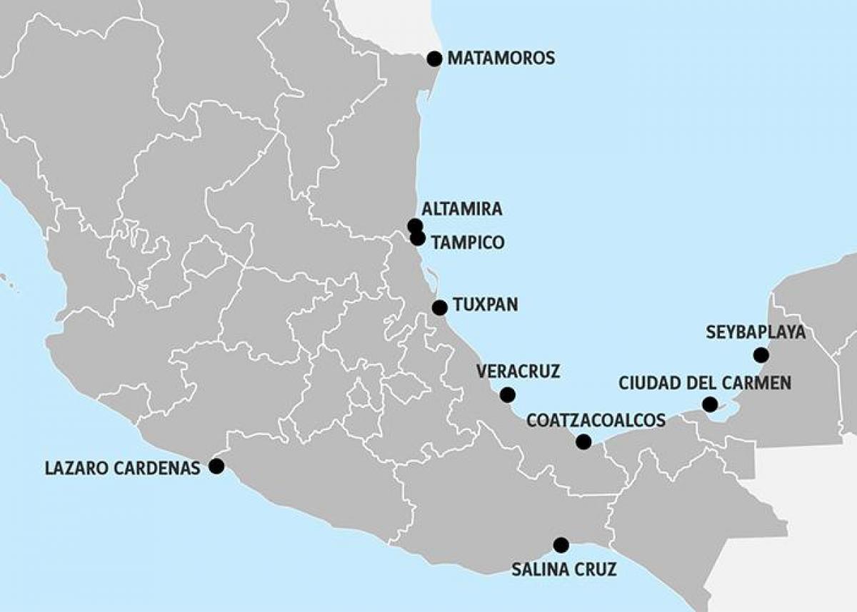 mapa Meksyku porty