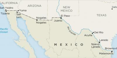 STANY zjednoczone i Meksyk granicy mapy