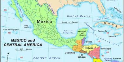 Mapę Meksyku i Ameryki Środkowej