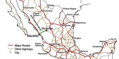 Meksykańska droga płatna mapa