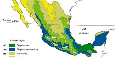 Klimatyczna mapa Meksyk