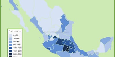 Gęstość zaludnienia mapa Meksyk