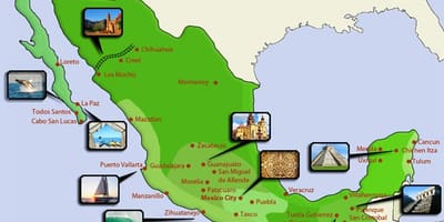 Mapa turystyczna Meksyku