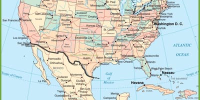 Mapa USA Meksyk