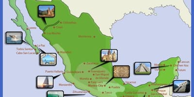 Mapa atrakcji turystycznych Meksyku