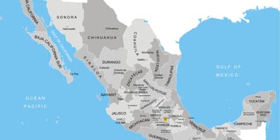 Mapa Meksyku prowincjach